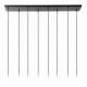Lampada a sospensione lineare con struttura e 8 diffusori in metallo