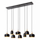 Lampada a sospensione lineare con struttura e 8 diffusori in metallo