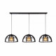 Lampada a sospensione lineare con tre diffusori in metallo dal design moderno