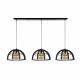 Lampada a sospensione lineare con tre diffusori in metallo dal design moderno