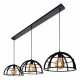Lampada a sospensione lineare con tre diffusori in metallo dal design moderno