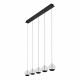 Lampada a sospensione moderna con 5 diffusori LED dimmerabili lineari in vetro