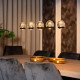 Lampada a sospensione moderna con 5 diffusori LED dimmerabili lineari in vetro