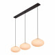 Lampada a sospensione moderna in metallo con 3 diffusori lineari in vetro