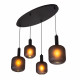 Lampada a sospensione moderna in metallo con quattro diffusori in vetro
