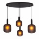 Lampada a sospensione moderna in metallo con quattro diffusori in vetro