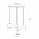 Lampada a sospensione moderna in metallo con quattro diffusori in vetro