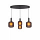 Lampada a sospensione moderna in metallo con quattro diffusori in vetro