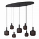 Lampada a sospensione moderna in metallo con sette diffusori in vetro
