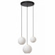 Lampada a sospensione moderna struttura in metallo 3 diffusori in vetro opalino