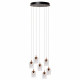 Lampada a sospensione rotonda a LED dimmerabile con 7 diffusori in vetro