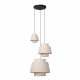 Lampada a sospensione rotonda con 3 diffusori in tessuto dal design moderno