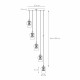 Lampada a sospensione rotonda con 5 diffusori in vetro a LED dimmerabile