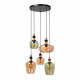 Lampada a sospensione rotonda con 5 diffusori in vetro dal design moderno