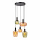 Lampada a sospensione rotonda con 5 diffusori in vetro dal design moderno