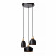 Lampada a sospensione rotonda con struttura e 3 diffusori in metallo