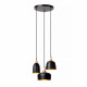 Lampada a sospensione rotonda con struttura e 3 diffusori in metallo