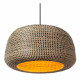 Lampada a sospensione struttura in metallo e diffusore in rattan