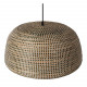 Lampada a sospensione struttura in metallo e diffusore in rattan