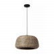 Lampada a sospensione struttura in metallo e diffusore in rattan