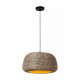 Lampada a sospensione struttura in metallo e diffusore in rattan