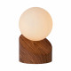 Lampada da comodino con base in metallo con diffusore in vetro a boccia