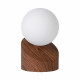 Lampada da comodino con base in metallo con diffusore in vetro a boccia