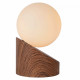 Lampada da comodino con base in metallo con diffusore in vetro a boccia