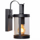 Lampada da parete per esterno con struttura in metallo e diffusore in vetro