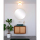 Lampada da soffitto per bagno con struttura in metallo e tre diffusori in vetro