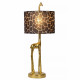 Lampada da tavolo con base a forma di giraffa in PVC e paralume in cotone