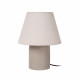 Lampada da tavolo con base in ceramica e diffusore in lino