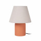 Lampada da tavolo con base in ceramica e diffusore in lino