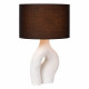 Lampada da tavolo con base in ceramica e paralume in tessuto