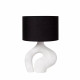 Lampada da tavolo con base in ceramica e paralume in tessuto