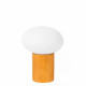 Lampada da tavolo con base in legno e diffusore in vetro opalino