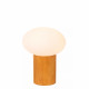 Lampada da tavolo con base in legno e diffusore in vetro opalino