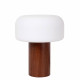Lampada da tavolo con base in legno e diffusore in vetro opalino