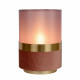 Lampada da tavolo con base in metallo e paralume in lino dal design elegante