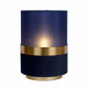 Lampada da tavolo con base in metallo e paralume in lino dal design elegante