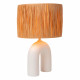 Lampada da tavolo con base in porcellana e diffusore in tessuto