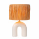 Lampada da tavolo con base in porcellana e diffusore in tessuto