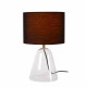 Lampada da tavolo con base in vetro e diffusore in tessuto