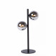 Lampada da tavolo con struttura e base in acciaio 2 diffusori a boccia di vetro