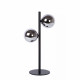 Lampada da tavolo con struttura e base in acciaio 2 diffusori a boccia di vetro