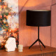 Lampada da tavolo con struttura in metallo e diffusore con paralume in lino