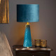 Lampada da tavolo con struttura moderna in metallo e paralume in cotone