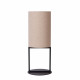 Lampada da tavolo di design con struttura in acciaio e diffusore in tessuto