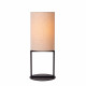 Lampada da tavolo di design con struttura in acciaio e diffusore in tessuto