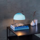 Lampada da tavolo di design con struttura in metallo e diffusore in vetro